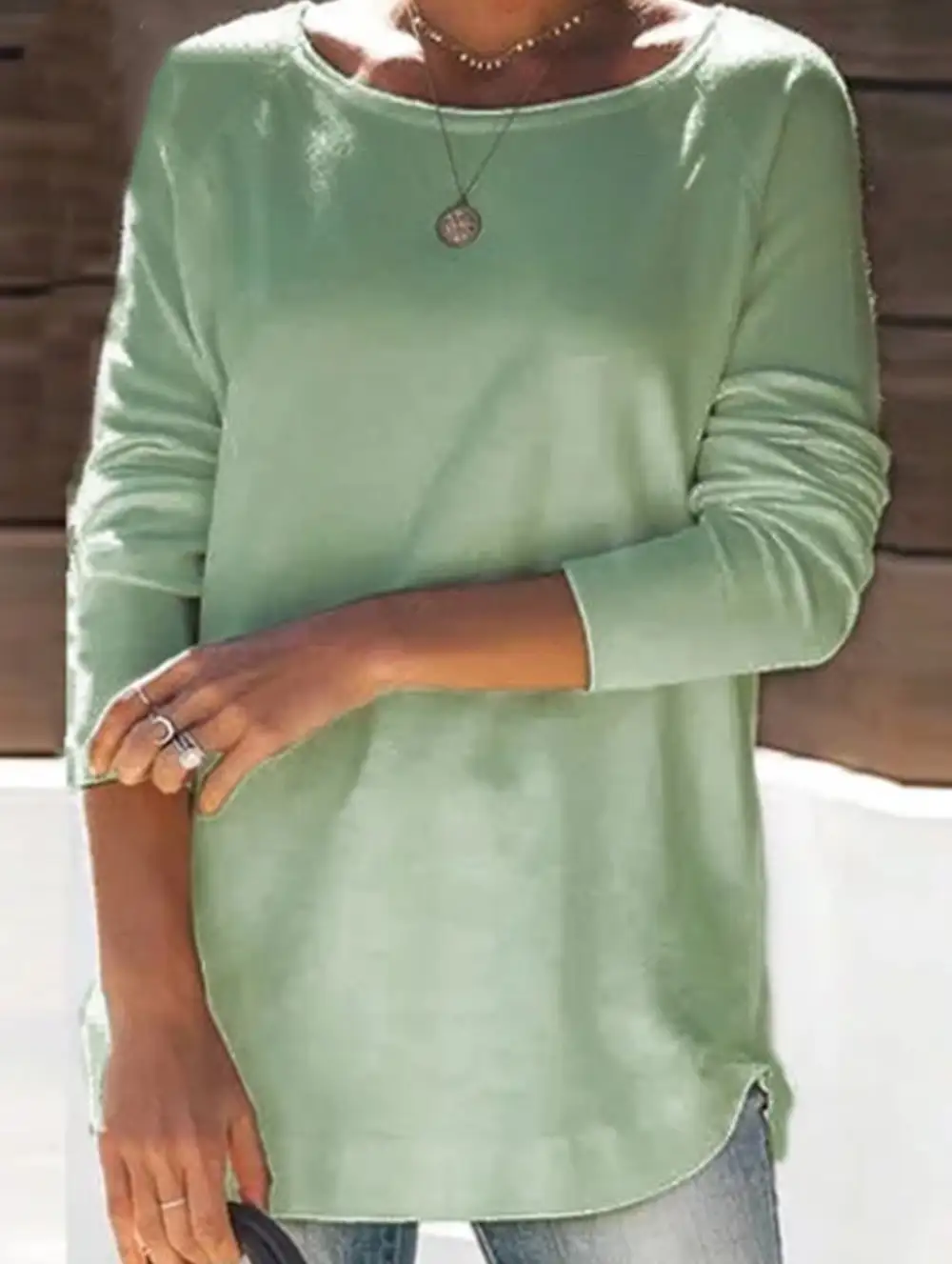 Textured Detail Round Collar Top
