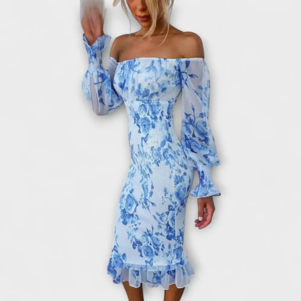 Floral Printed Ruffle Midi Dress