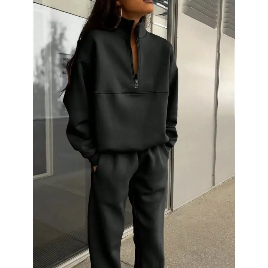 Half Zip Sweatshirt and Pants Set