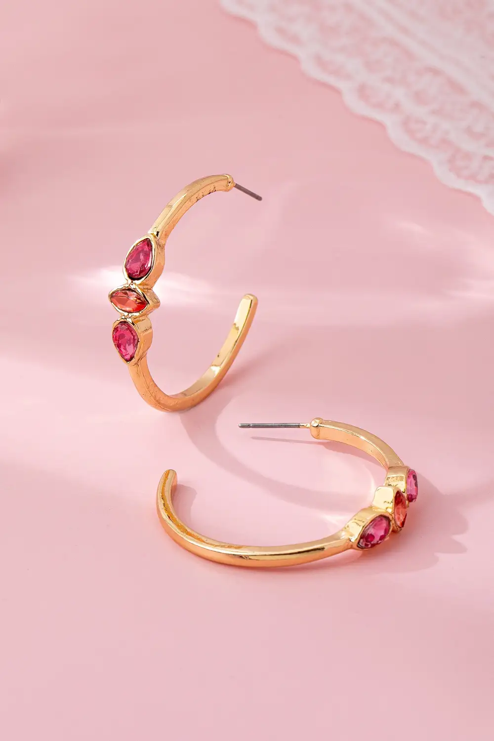 Fuchsia Marquise Crystal Hoop arrings