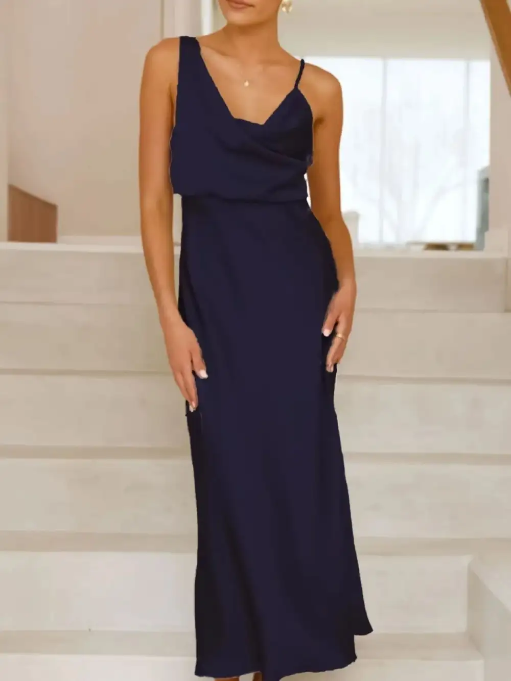 Balanced Detail Satin Midi Dress