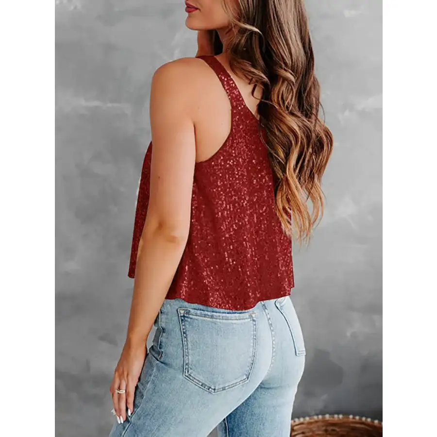 Sequin Scoop Neck Tank