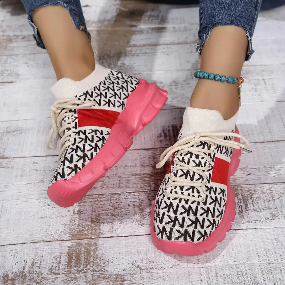 Round Toe Lace-Up Sneakers