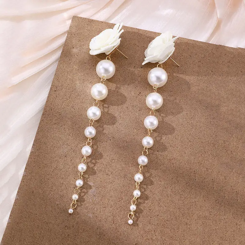 Floral Pearl Fringe Drop Earrings