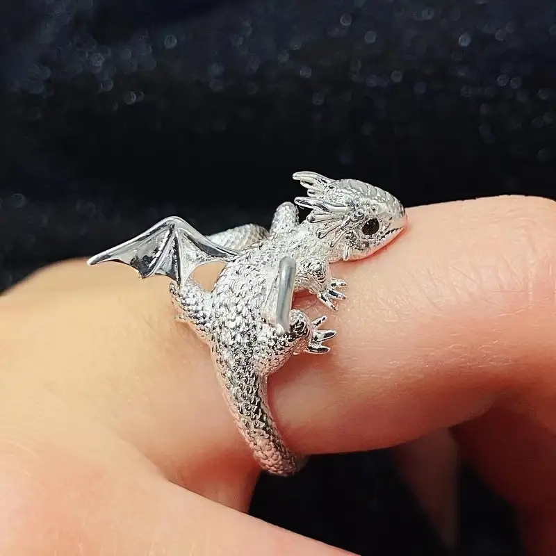 Men's Adjustable Flying Dragon Ring And