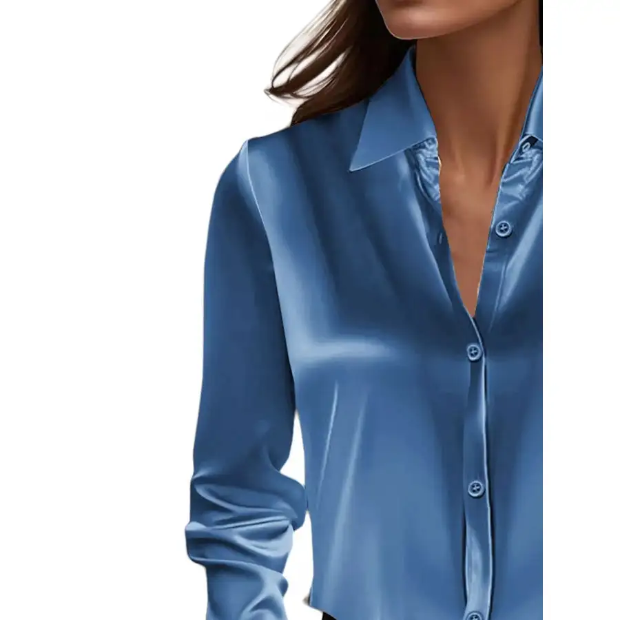 Full Size Button Down Collared Neck Long Sleeve Shirt Plus Size