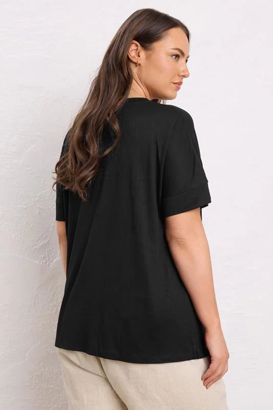 ESSENTIAL 2 PACK Curve Black V-Neck Modal Rich T-Shirts detail 3