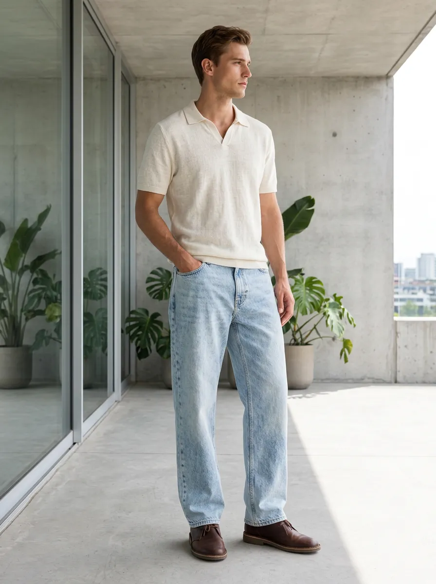 Men's Denim Detail Relaxed Fit Jeans