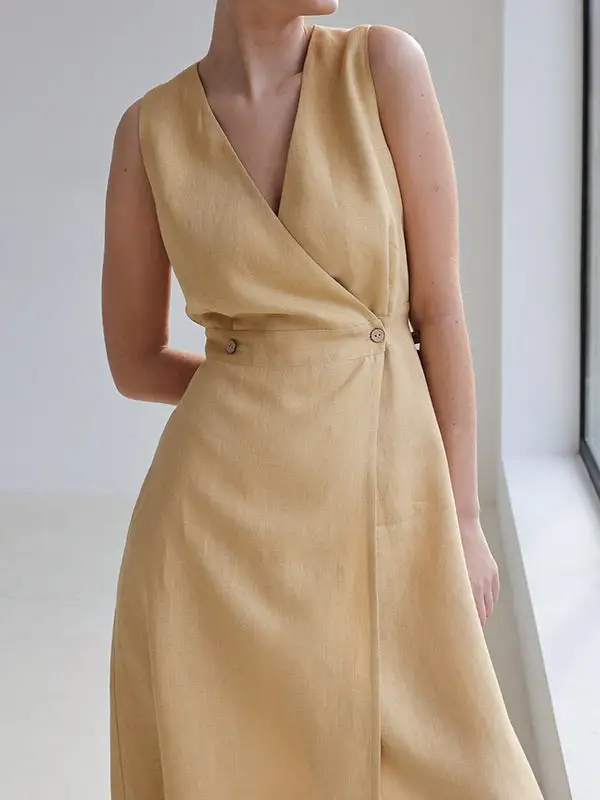 Joint Sleeveless Neck Maxi Dress