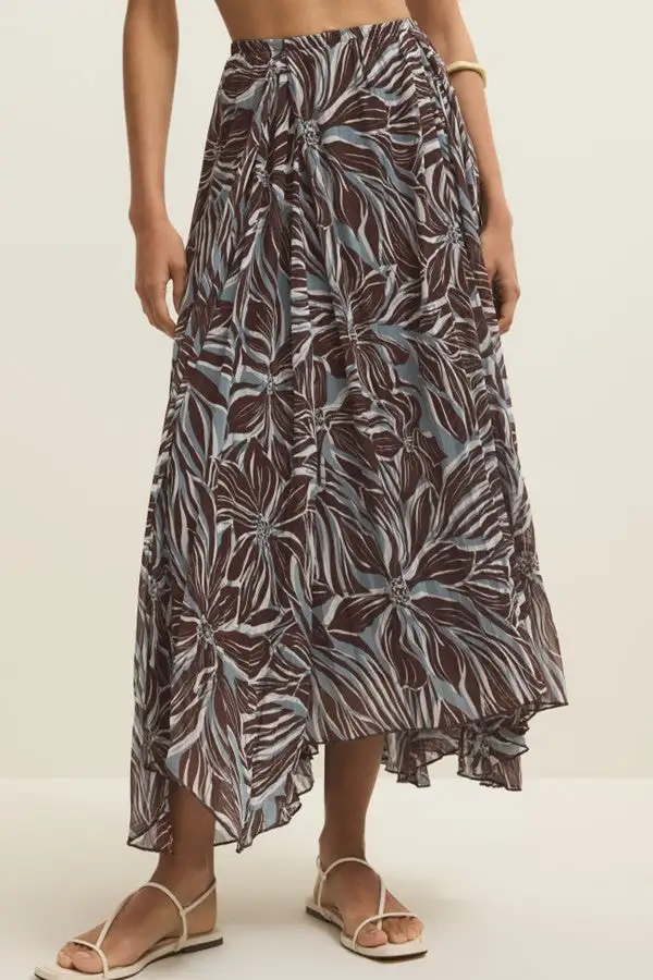 Women's Tropical Leaf Print Maxi Skirt