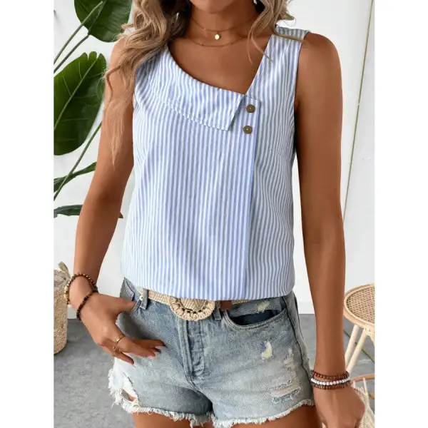 Decorative Button Asymmetrical Tank