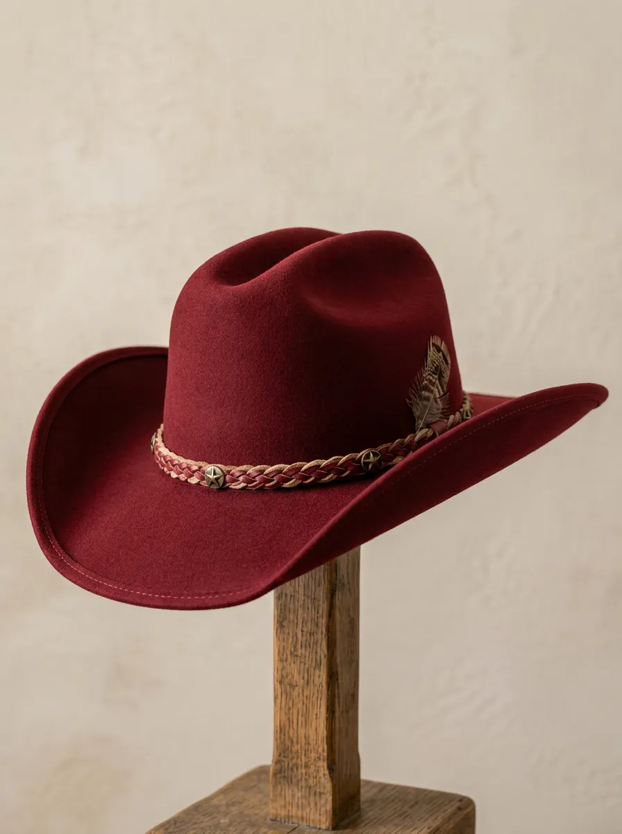 Unisex Braided Band Trim Cowboy Hat