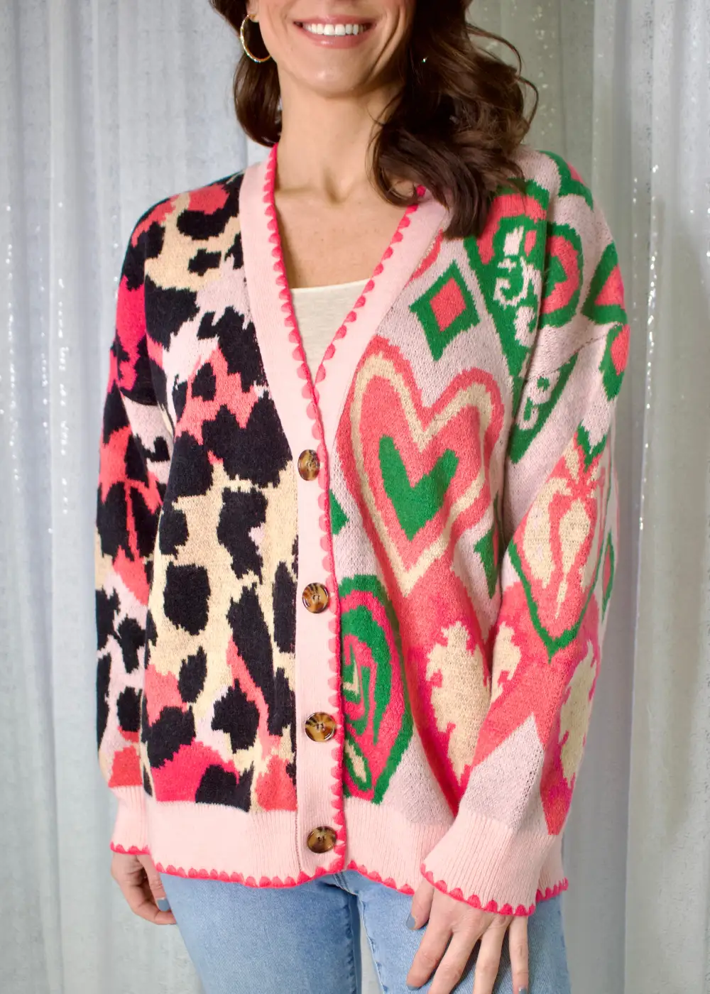 Chunky Knit Ribbed Scalloped Edge Oversized Cardigan