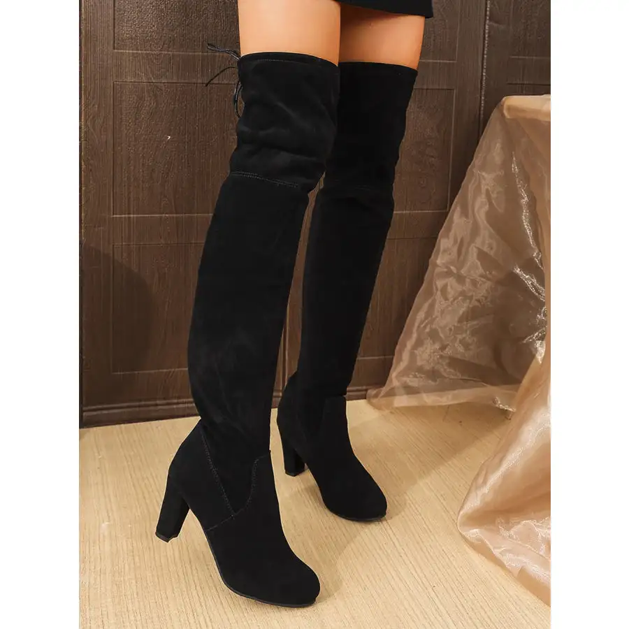 Suede Over the Knee High Heel Boots