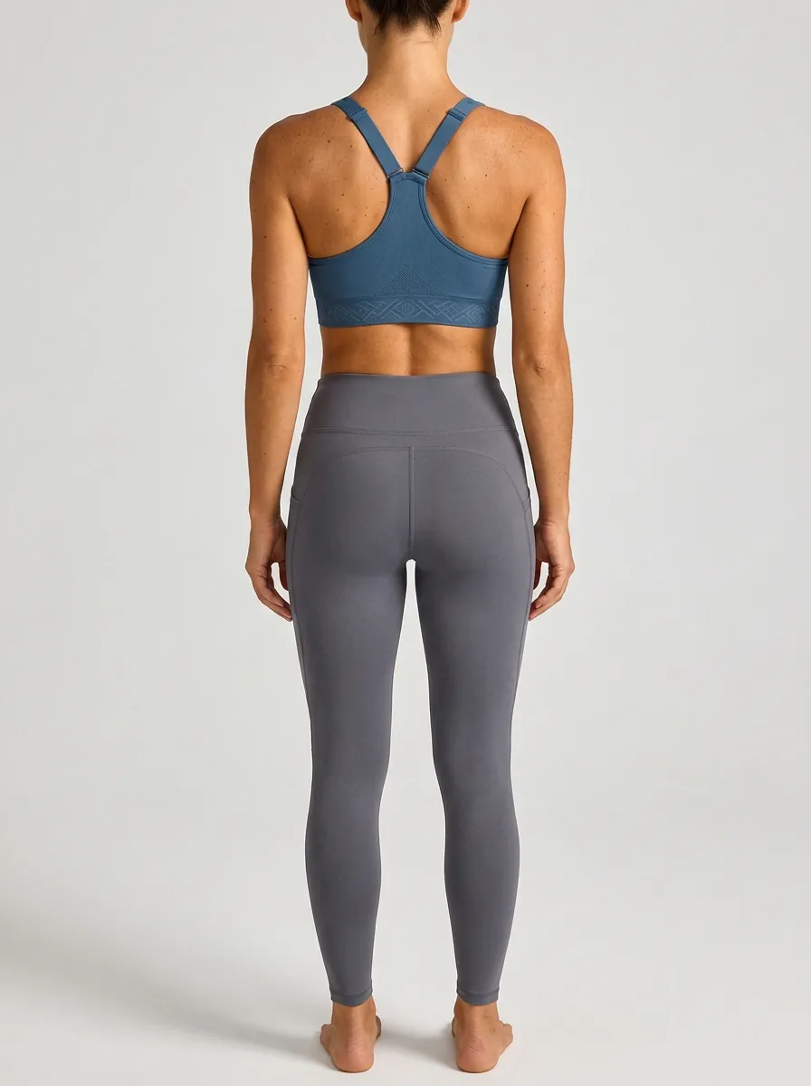 Racerback Seamless Scoop Neck Geometric Detail Women's Sports Bra