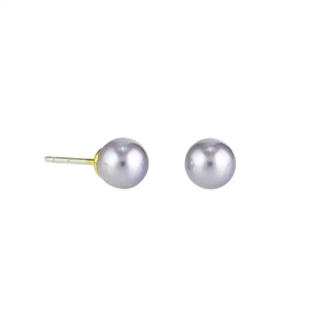 Silvery Pearl Stud Earrings