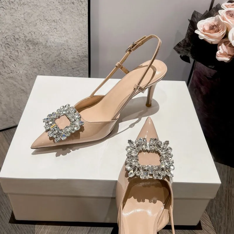 Rhinestone Detail Pointed Toe Sandals