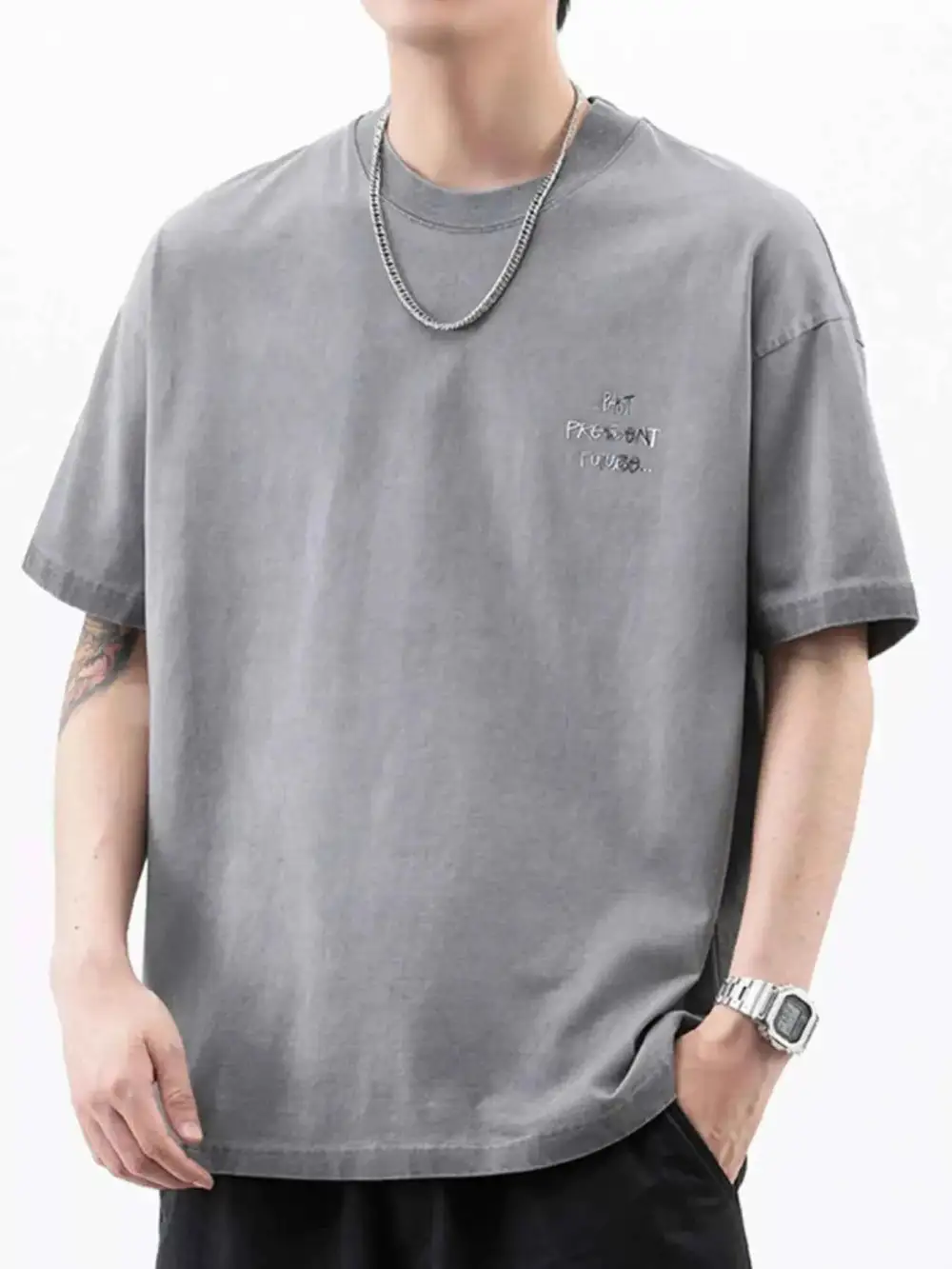Oversized Round Neck Letter Graphic T-Shirt