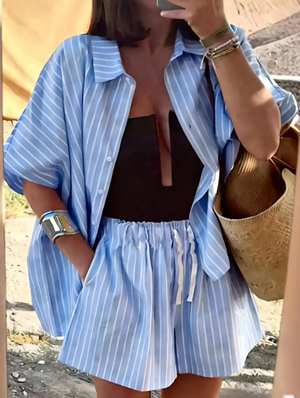 Stripe Shirt Set