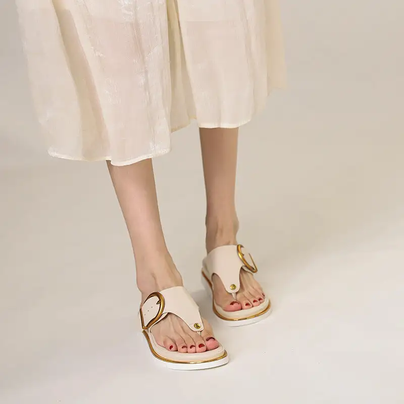  Cushioned Buckle Thong Sandals Apparel