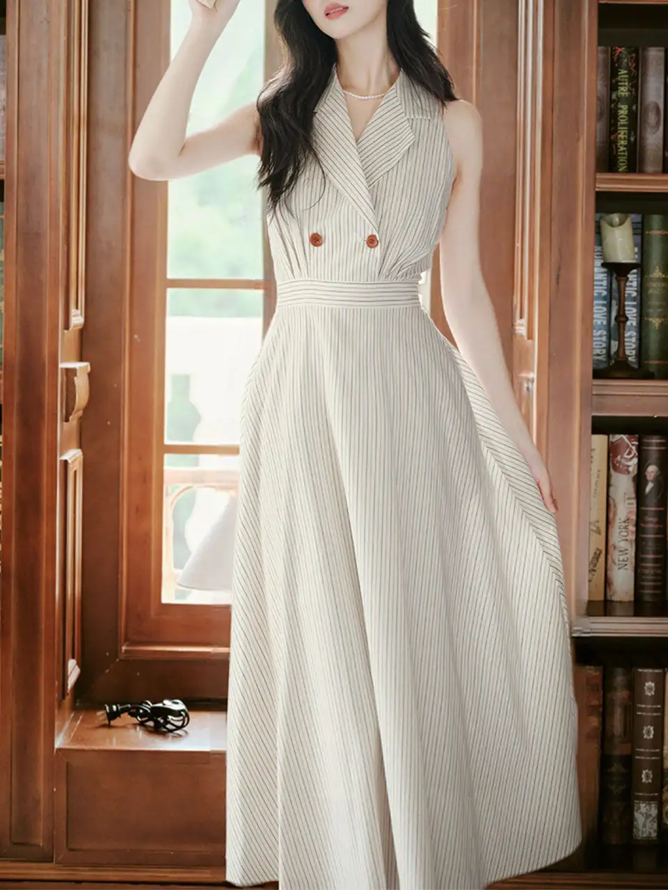 Layered V Neck Long Dress