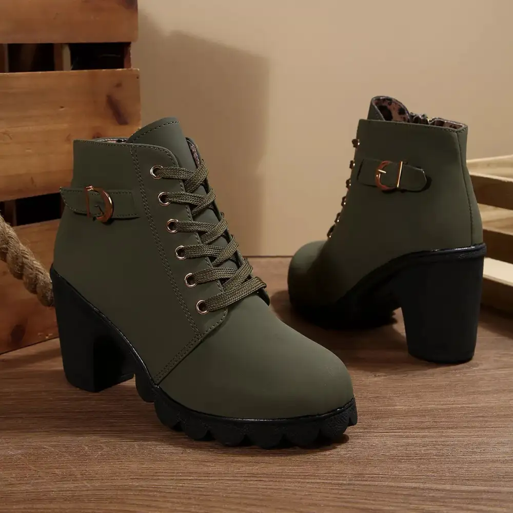 Essential Lace-Up Block Heel Boots