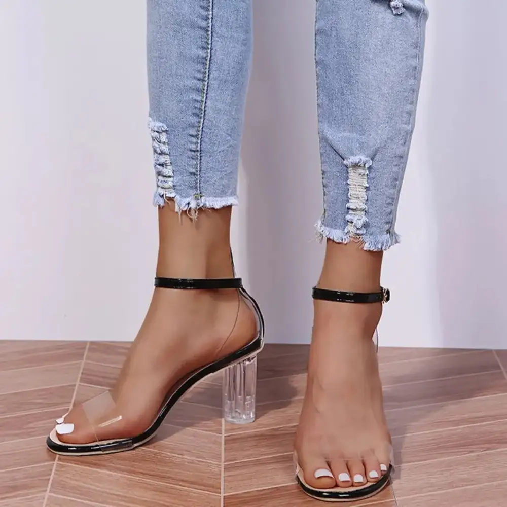 Ankle-Strap Block-Heel Heeled Sandals