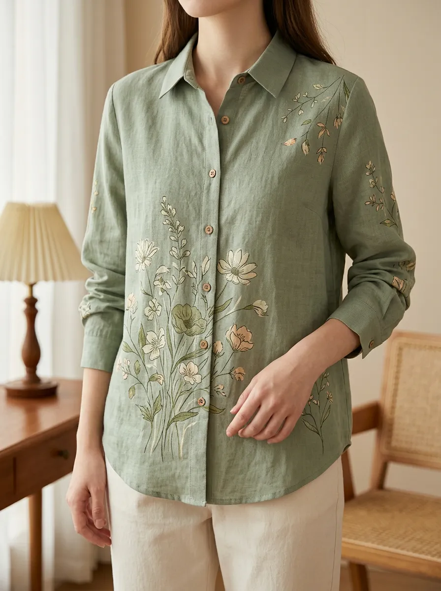 Women's Botanical Nature Lover Wildflower Terrain Shirt