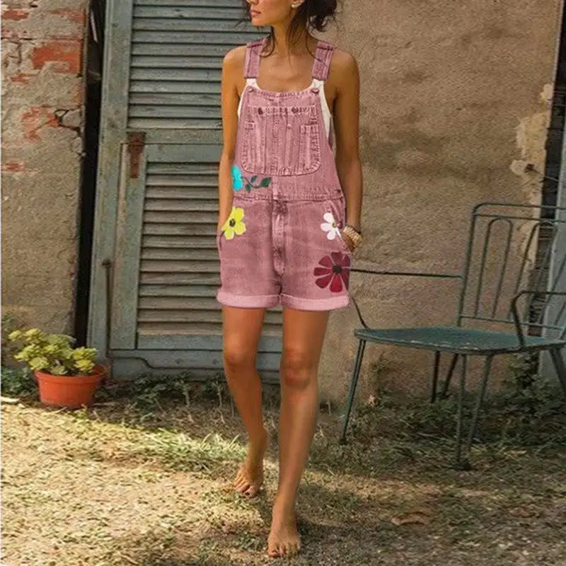 Printed Women' Printed Slim Fit Bib Shorts