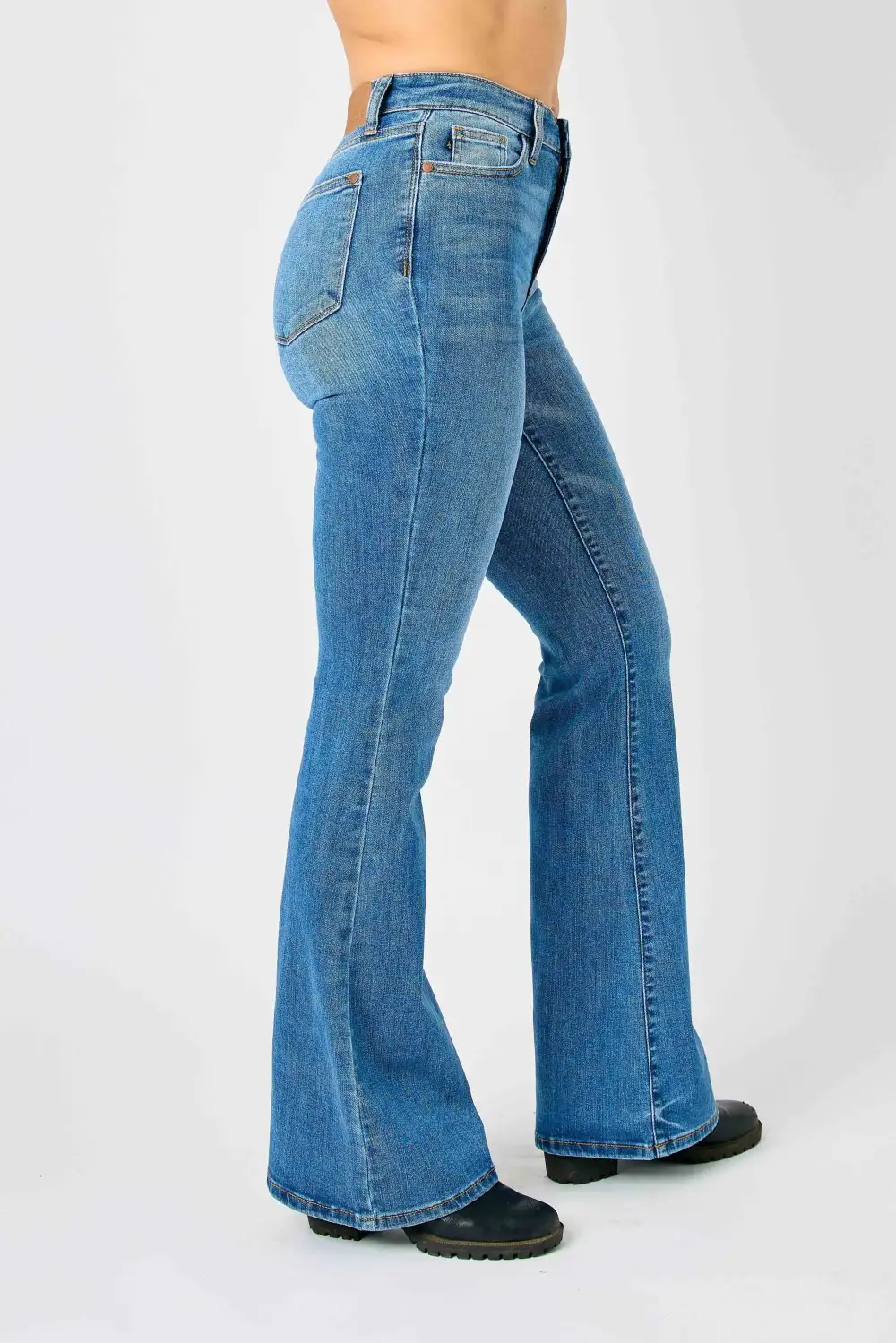 Contoured Flare Leg Denim Jeans