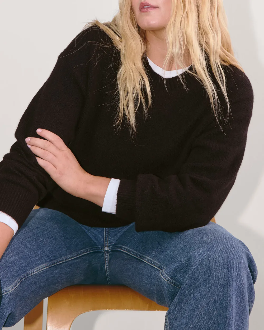 Black Ribbed Collar Knit Sweater