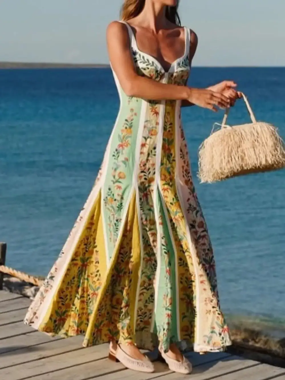 Structured Shape Floral Printed Maxi Dress