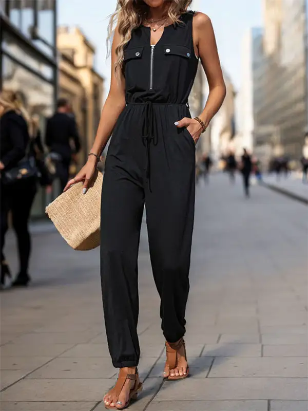 Waistless Sleeveless Long Jumpsuit