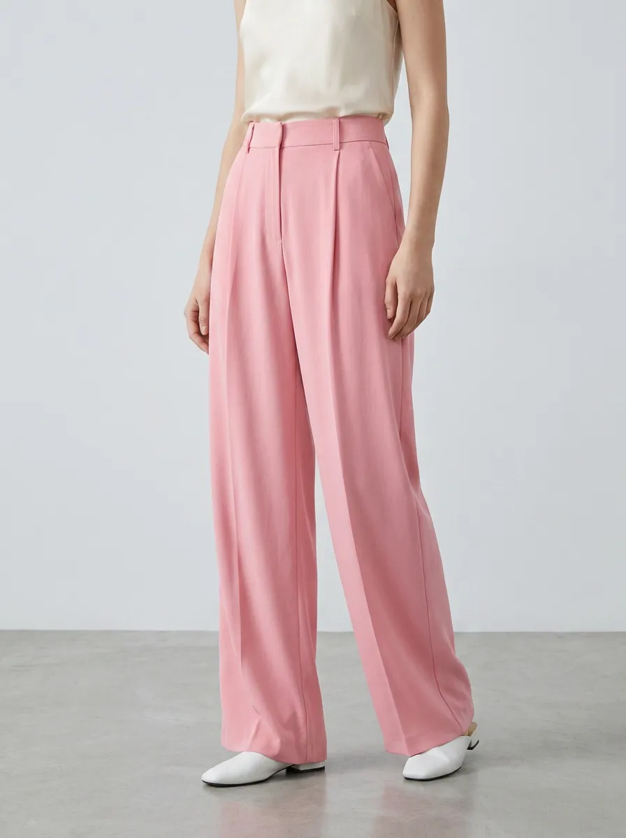 Pleated Relaxed Women's Wide-Leg Trousers