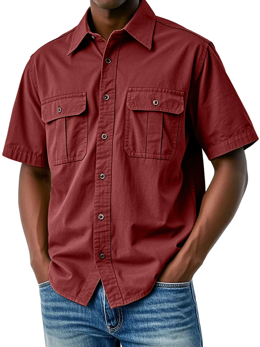 Clean Cut Short Sleeve Double Pocket Shirt