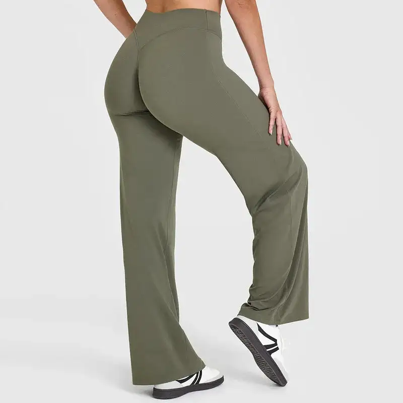 Straight Leg Waist Yoga Pants Gym Leggings Running Sports