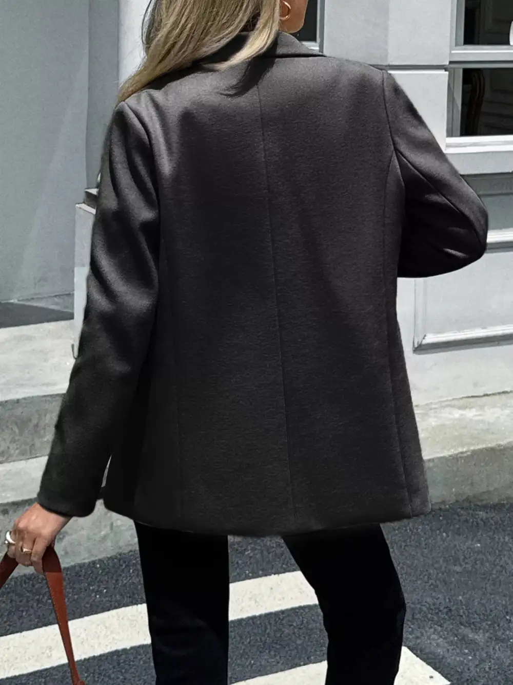 Lapel Collar Button Up Blazer