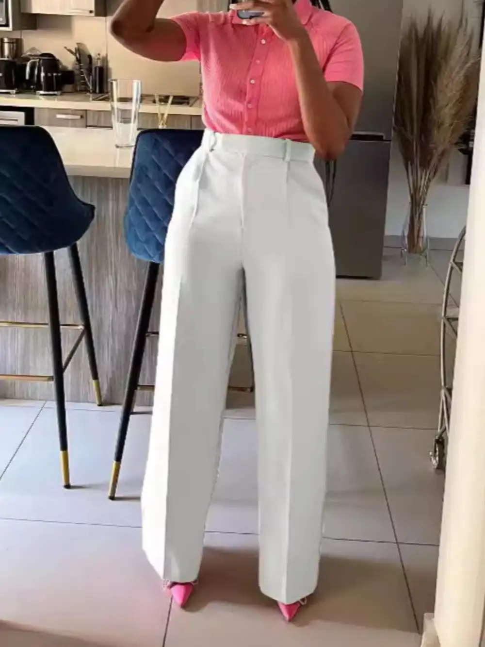 Refined High Waisted Wide Leg Pants