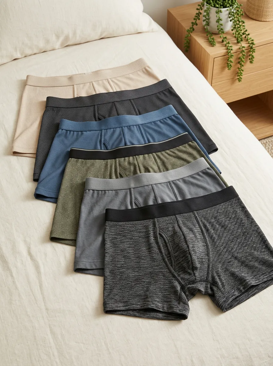 Men's Multi-Color Textured Pattern Printed Boxer Briefs Set