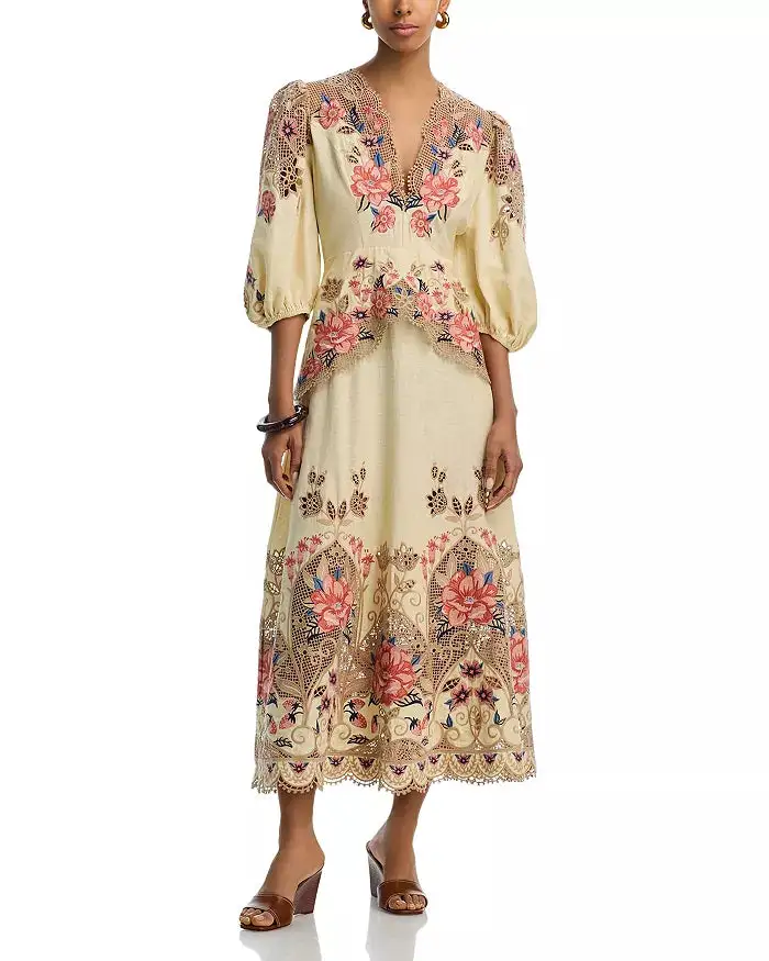 Embroidered Midi Easy Fit Dress