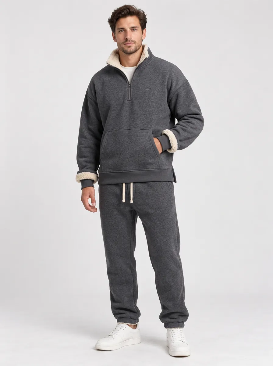 Leisure Ready Fleece Lined Thermal Zip Up Men's Fleece Tracksuit