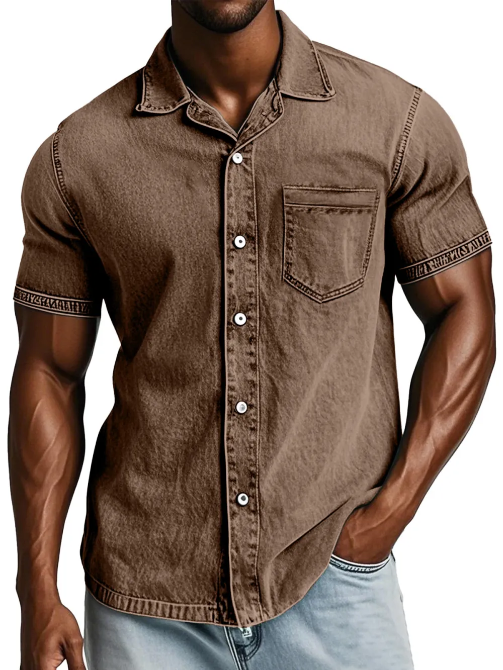 Everyday Short Sleeve Open Collar Shirt