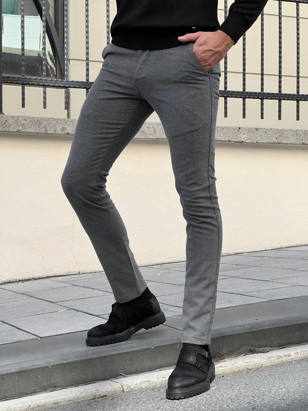 Clean Cut Side Pocket Slim Fit Tailored Trousers