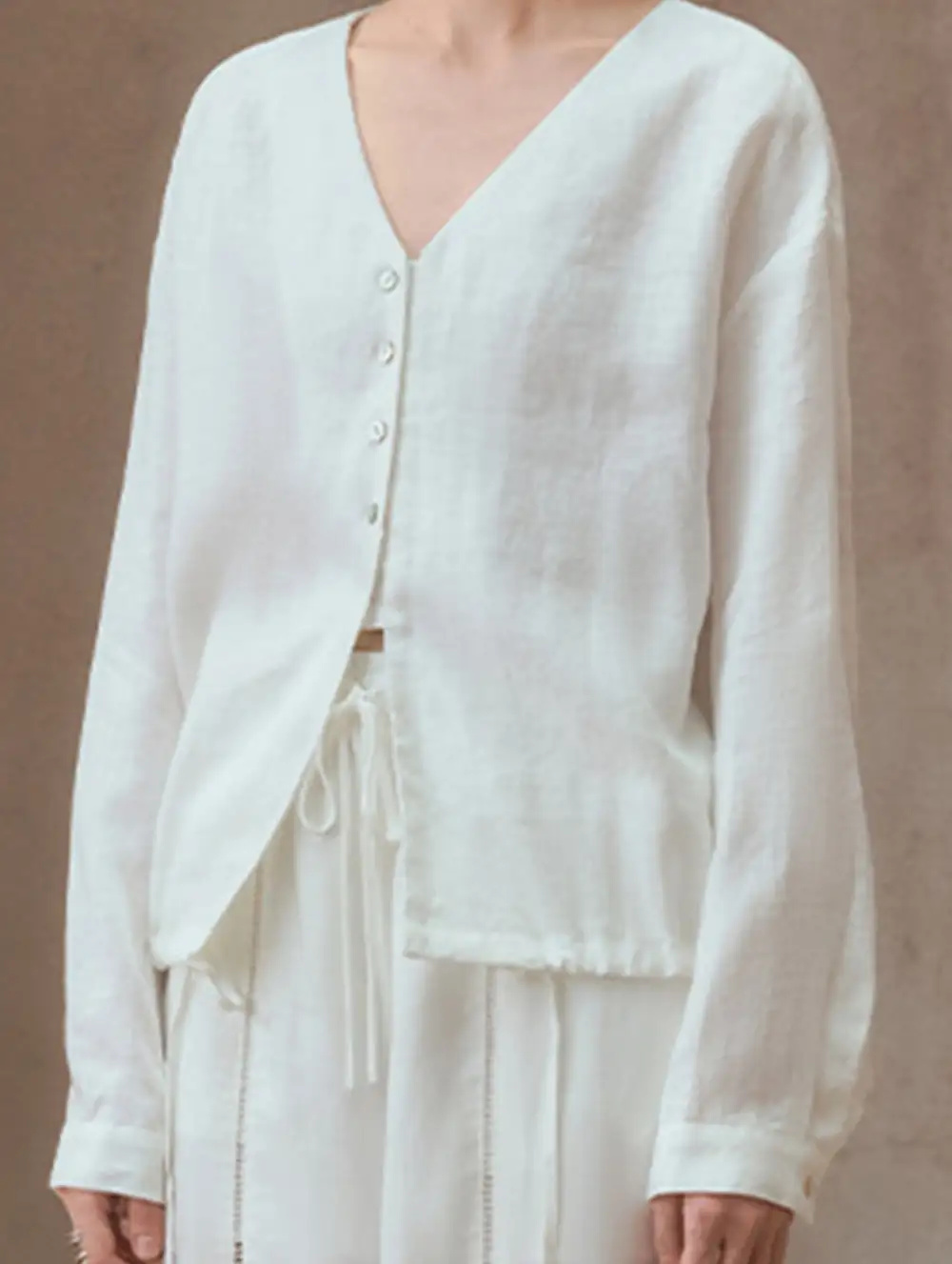Pure Linen V Neck Relaxed Fit Top