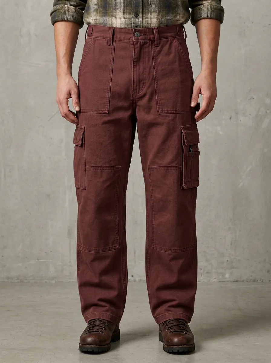 Men's Relaxed Canvas Outdoor Pocket Cargo Pants