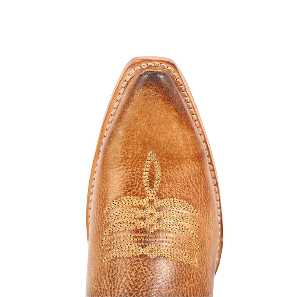Faux-Leather Distressed Embroidered Zip-Up Western Boots