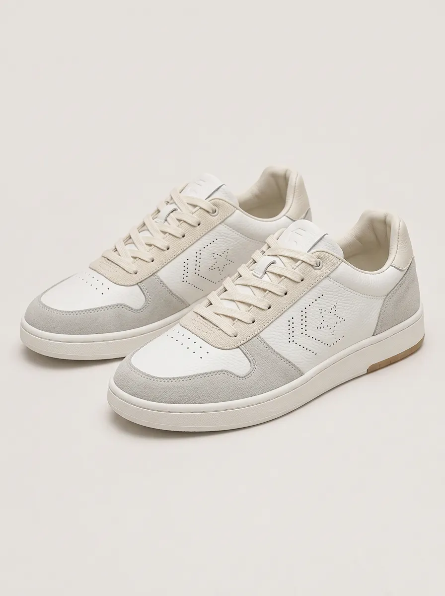 Men's Casual Perforated Star Pattern Leather Skate Shoes