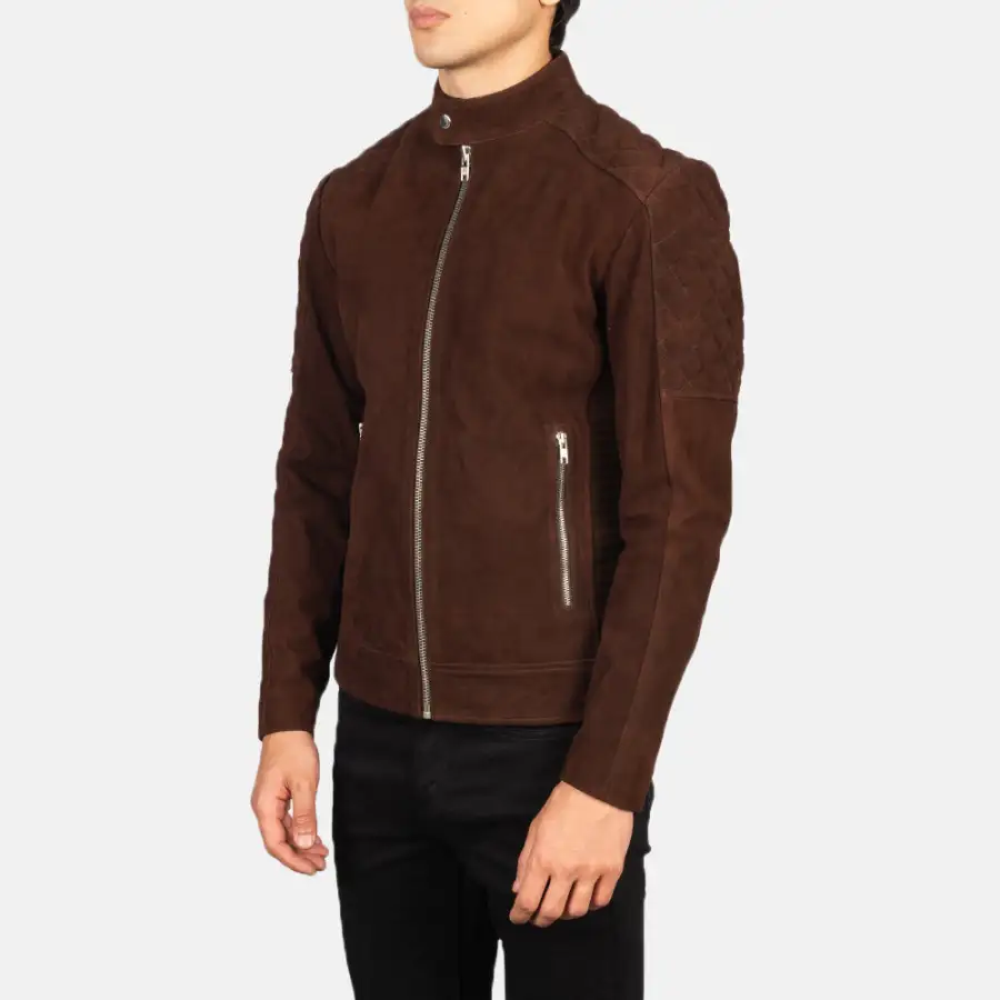 Men's Classic Biker Suede Quilted Jacket