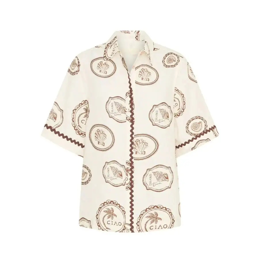 Relaxed Printed Button Up Shirt and Skirt Set