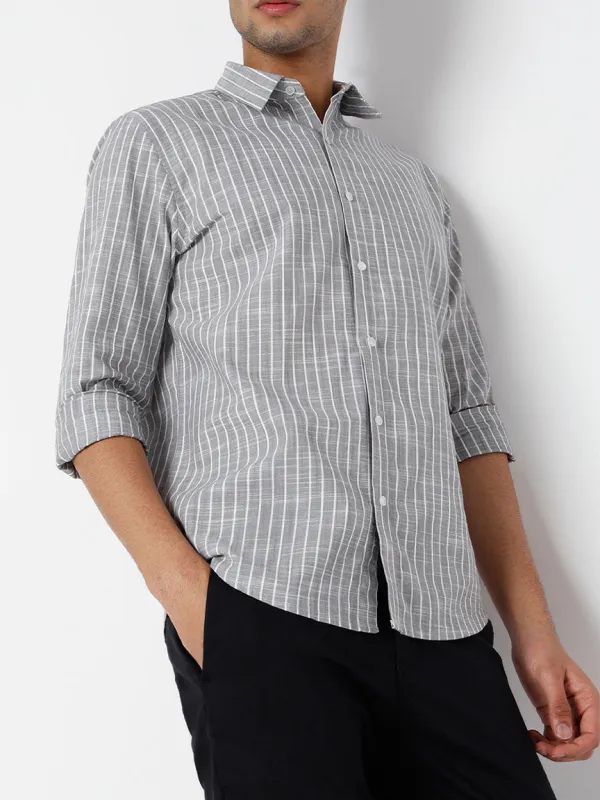 Modern Striped Slim Fit Linen Men's Formal Shirt